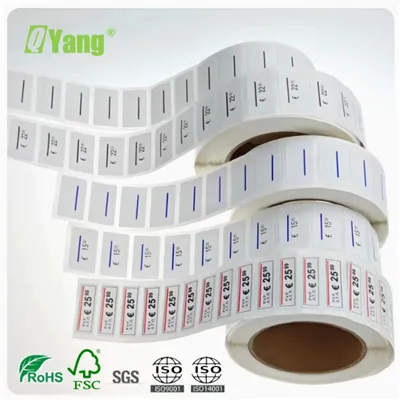 Etichetta di pricetag di stampa a strisce di carbonio in bianco autoadesivo per indumenti